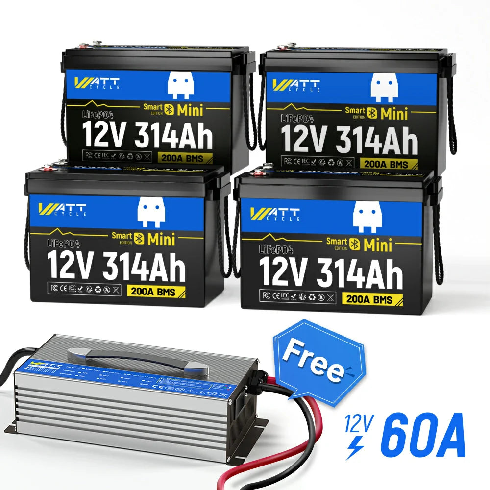 12V 314Ah MINI Bluetooth LiFePO4 Battery | 200A BMS | 4019Wh